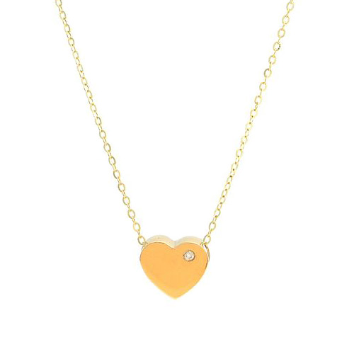 14kt Yellow Gold .01 ct Diamond Heart Charm Necklace