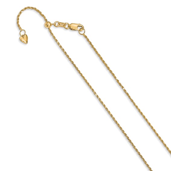 14kt Yellow Gold 1.2mm Adjustable Rope Chain