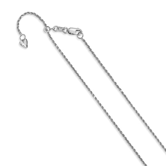 14kt White Gold 1.2mm Adjustable Rope Chain