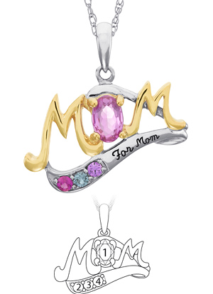 Sterling Silver and 10kt Gold MOM Necklace
