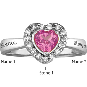 Sterling Silver Princess Ring Simulated Stones