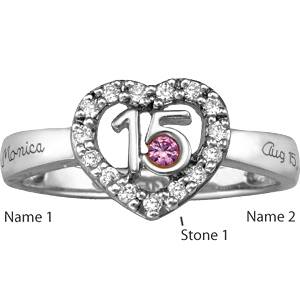 Quinceanera Ring with Custom Stones