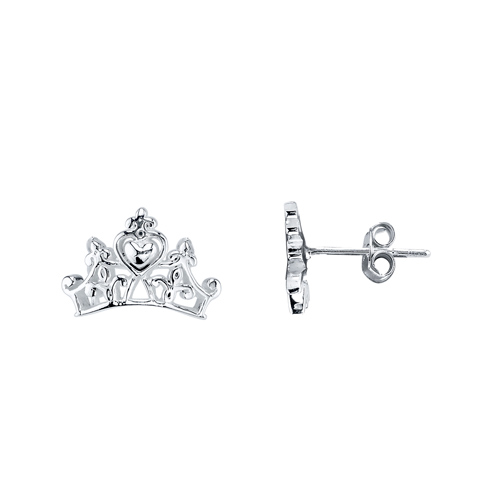 Sterling Silver Cinderella Crown Earrings