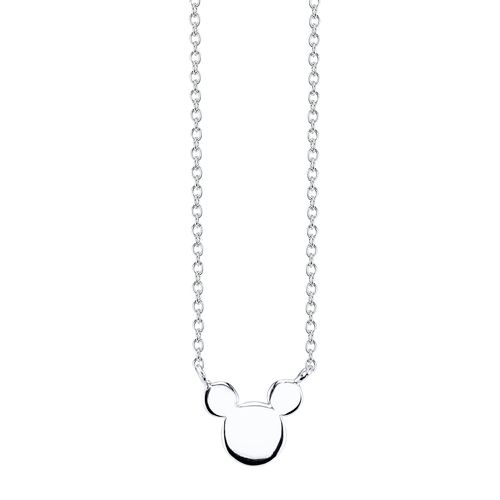 Disney Mickey Mouse Jewelry Silver Plated Classic Pose Pendant Necklace,  18