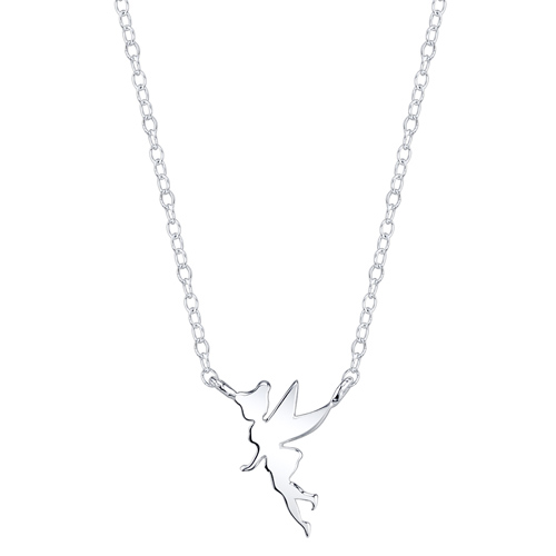 Sterling Silver Tinker Bell Silhouette Necklace with 18in Chain