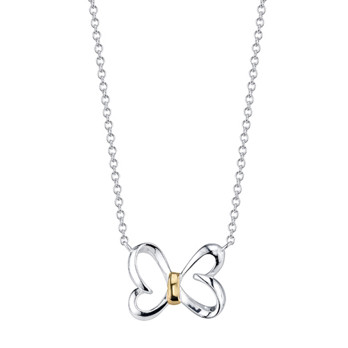 Silver 10kt Yellow Gold He loves me He loves me a lot 18in Necklace