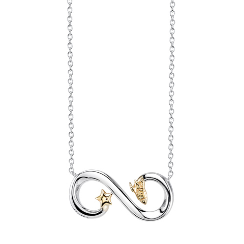 Sterling Silver 10kt Yellow Gold To Infinity and Beyond 18in Necklace