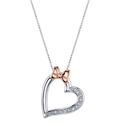 Disney Pink Gold & Silver Diamond Minnie Mouse 18in Necklace