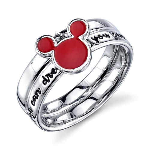 Sterling Silver Red Enamel If You Can Dream It Mickey Mouse ring