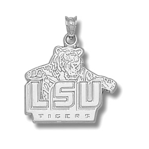 LSU Tigers 3/4in Sterling Silver Pendant