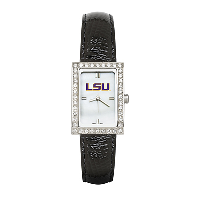 LSU Ladies Allure Watch Black Leather Strap