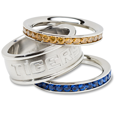 Louisiana State University Logo Crystal Stacked Ring Set