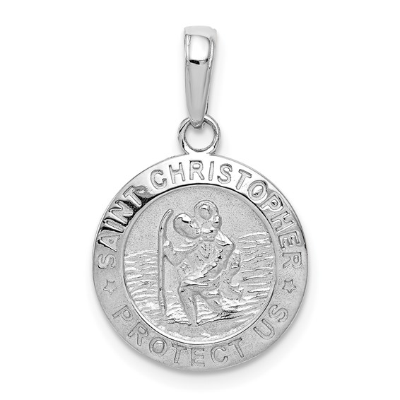 14k White Gold 9/16in Saint Christopher Medal Charm