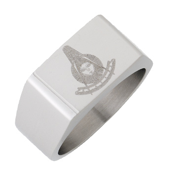 Stainless Steel 10mm Past Master Mason Ring with Flat Top