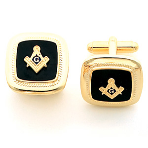 Yellow Gold Plated 7/8in Jumbo Masonic Cufflinks
