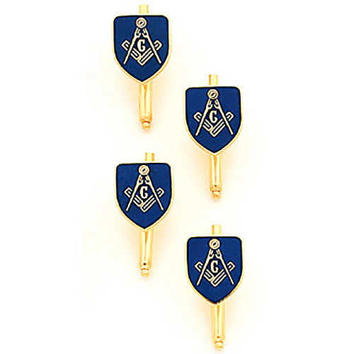 Yellow Gold Plated Blue Masonic Shirt Studs Set