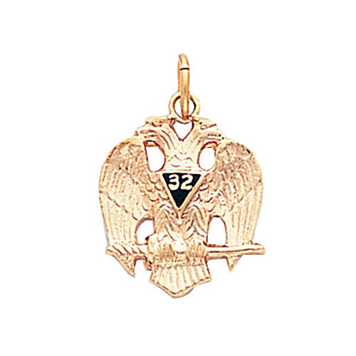 10k Yellow Gold Scottish Rite 32nd Degree Masonic Eagle Pendant 3/4in