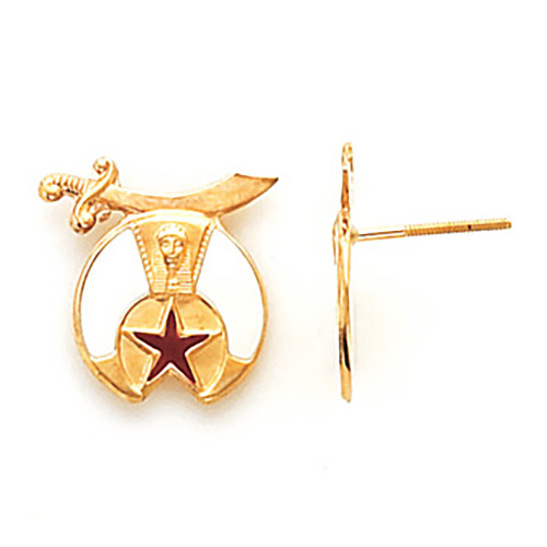 3/4in Eastern Star Stud Earrings - 10k Gold