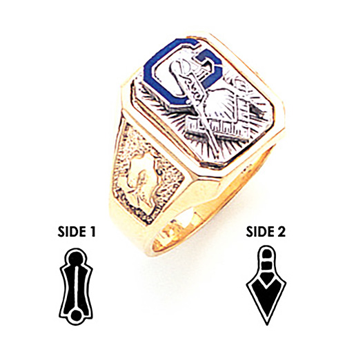 Octagonal Blue Lodge Ring - 10k Gold
