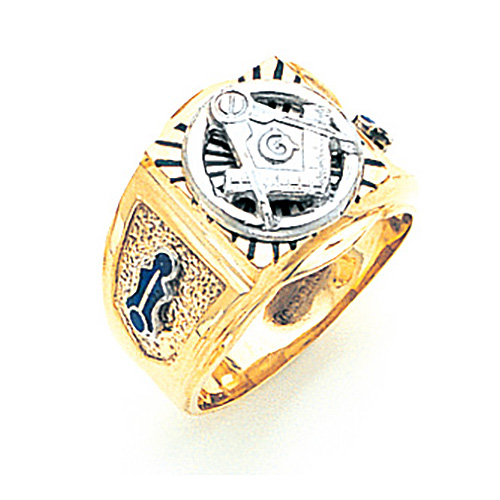 Rectangular Blue Lodge Ring - 10k Gold