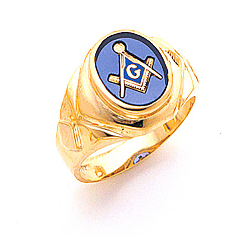 10k Yellow Gold 3rd Degree Masonic Ring with Notched Sides