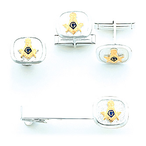Sterling Silver Masonic Cufflinks and Tie Tac Set