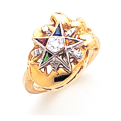 Eastern Star Ring with Intricate Top 10k Yellow Gold