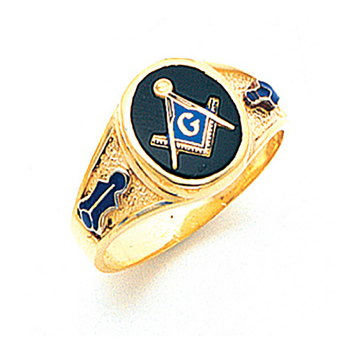 14kt Yellow Gold Designer Oval Masonic Ring