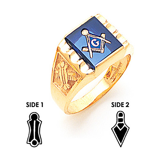 10k Yellow Gold Masonic Ring with Furrowed Edges