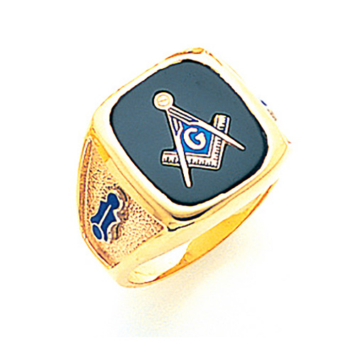 10kt Yellow Gold Jumbo Oblong Blue Lodge Ring - Design Yours