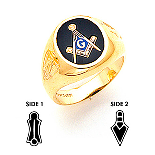 10kt Yellow Gold Jumbo Masonic Ring with Oval Stone