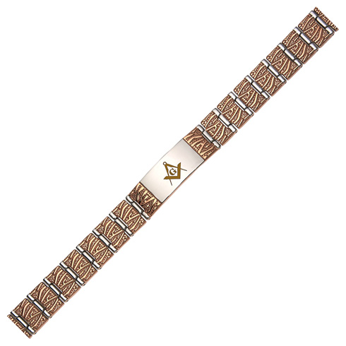 Gold-plated Stainless Steel 8in Masonic ID Bracelet