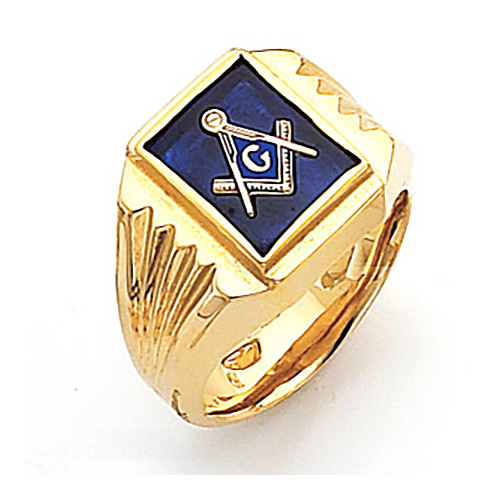 Vermeil Masonic Ring with Tapered Grooved Sides