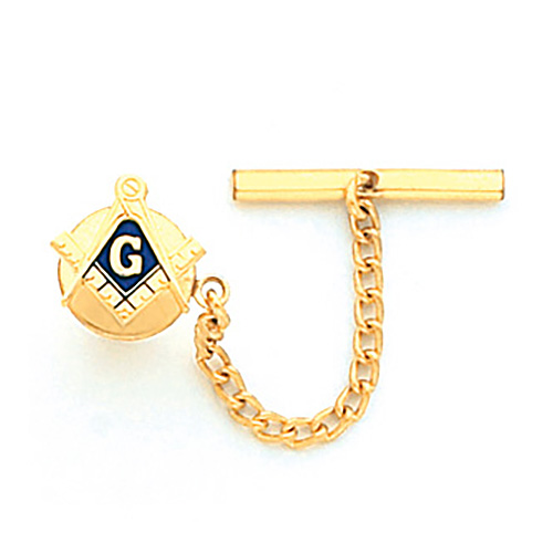 Yellow Gold Plated Masonic Tie Tac and Chain
