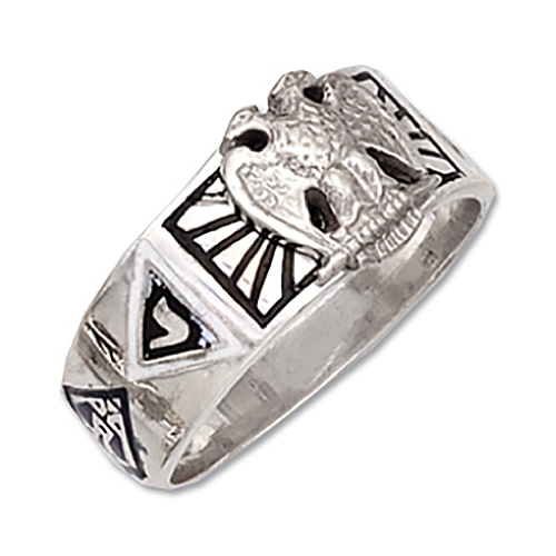 Sterling Silver Scottish Rite Masonic Ring with Black Enamel