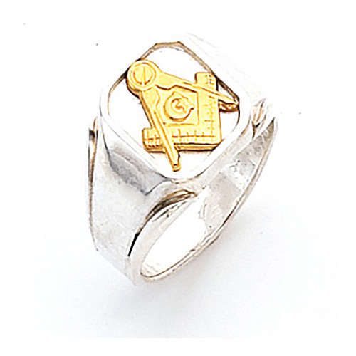 Two Tone Blue Lodge Ring - Sterling Silver