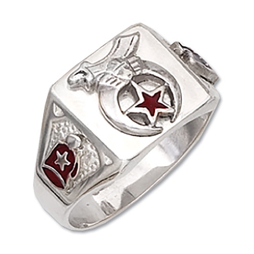 Sterling Silver Shriner Ring with Rectangular Top