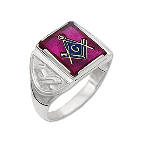 Sterling Silver Masonic Square Stone Ring 