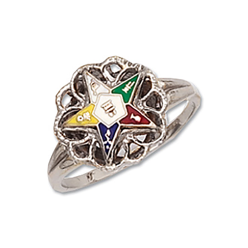 Sterling Silver Floral Eastern Star Ring