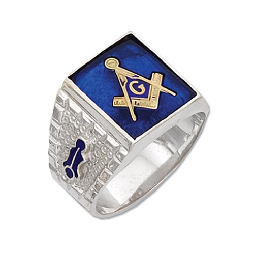Sterling Silver Masonic Squarish Stone Blue Lodge Ring