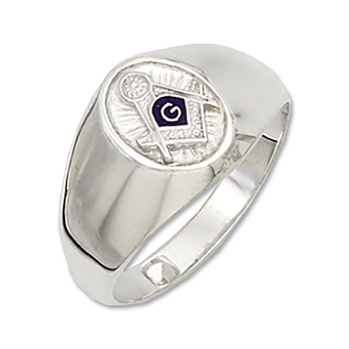 Sterling Silver Masonic Oval Blue Lodge Ring