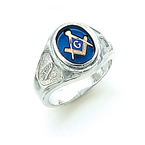 Sterling Silver Masonic Ring with Oval Stone