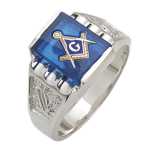 Sterling Silver Masonic Ring with Grooved Top