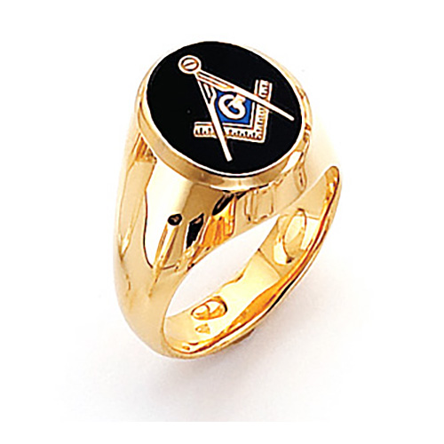Vermeil Oval Masonic Ring with Smooth Sides