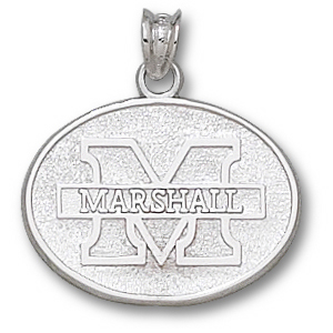 Marshall Thundering Herd 5/8in Sterling Silver Oval Pendant