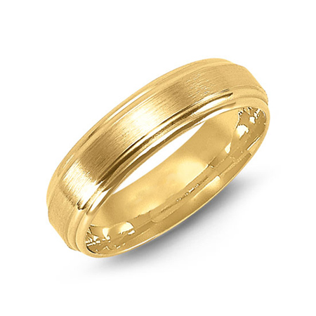 14kt Yellow Gold 6mm Satin Wedding Band with Rounded Ridges