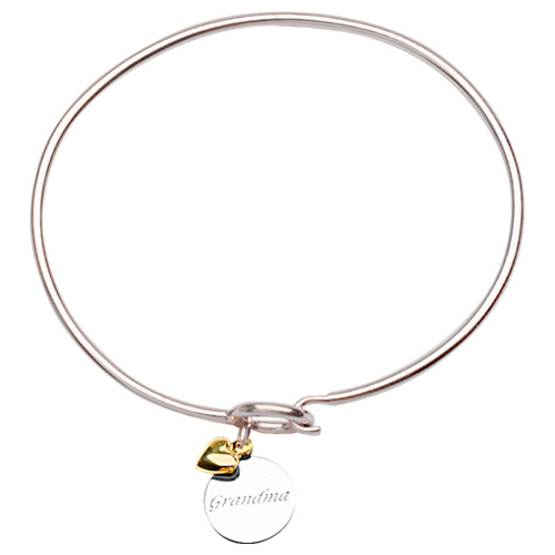 Sterling Silver 14kt Gold Grandma Bangle Bracelet