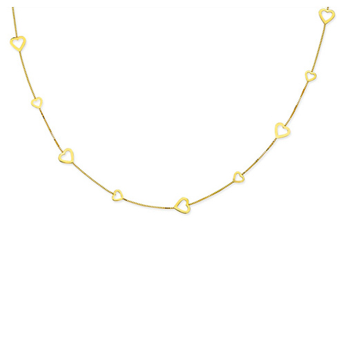 14kt Yellow Gold Station Heart 17in Necklace