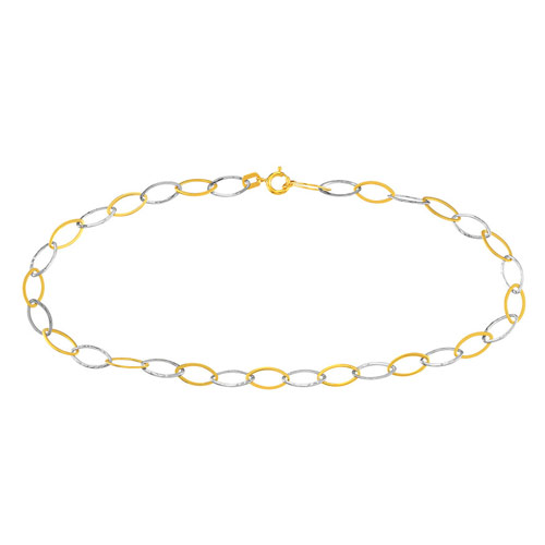 14kt Two-tone Gold 10in Oval Link Anklet