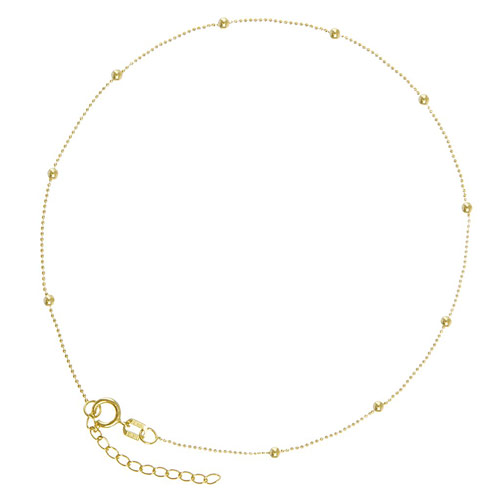 14kt Yellow Gold 9 to 10in Diamond-cut Bead Anklet